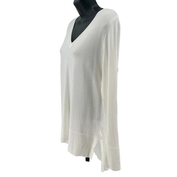 Maison Jules Sweater WMNS XS Cream Tunic V-Neck Pullover Hi-Low Ribbed Soft Cozy - Picture 5 of 8
